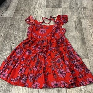 Red Floral Sundress with Bow accents